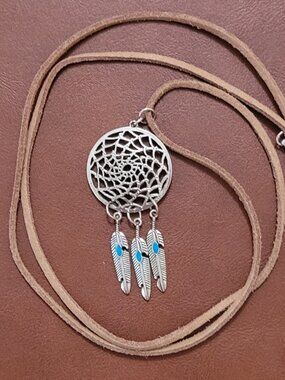 Turquoise Diamond Shape with Feather Necklace